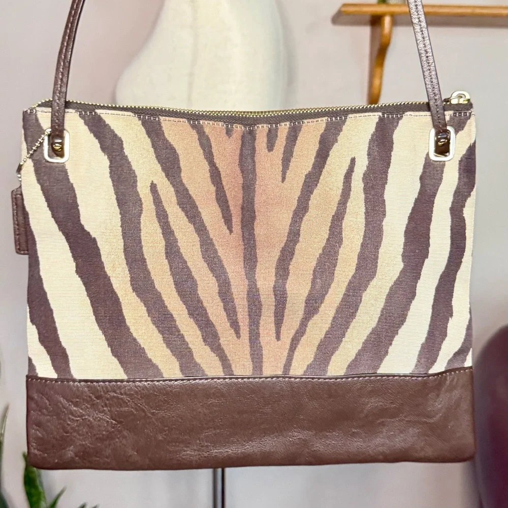 Coach Zebra Print Brown and Cream Women's Bag